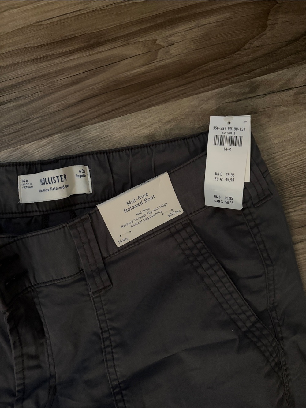 Hollister Cargo Pants in Charcoal Gray